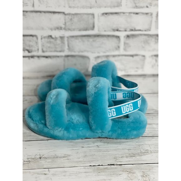UGG Shoes - HORIZON BLUE UGG OH YEAH SLIDE SHEEPSKIN SANDALS